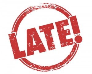 graphic spelling out the word late