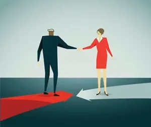 businessman and businesswoman shaking hands