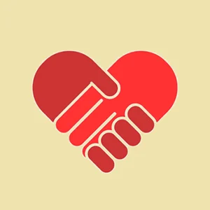 graphic of two intertwined hands making a heart shape