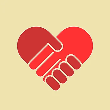 graphic of two intertwined hands making a heart shape
